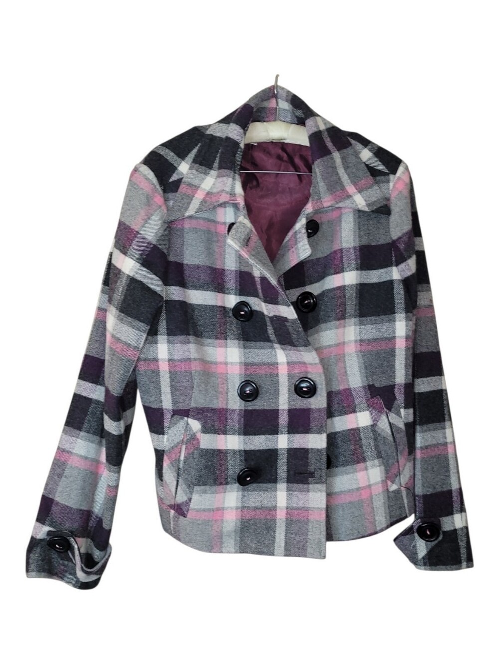 Cabi Plaid Wool Blend Jacket Coat 16